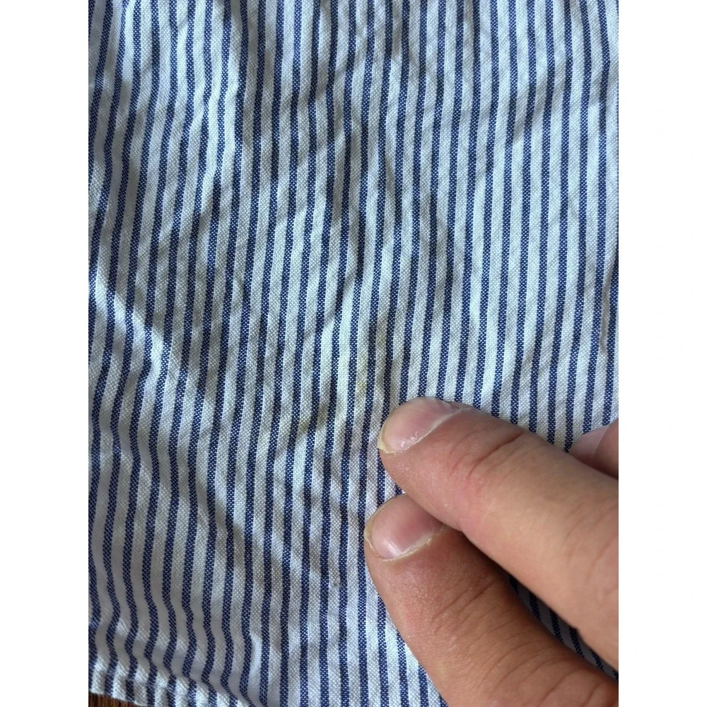 Mens Polo Ralph Lauren Dress Shirt XL Blue Button Cotton Short Sleeve Seersucker